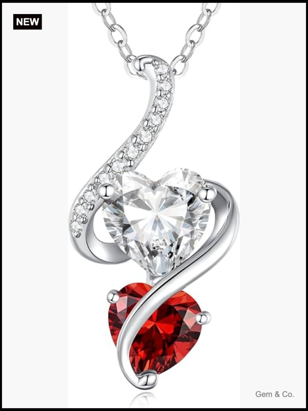 925 Sterling Silver Double Heart Necklace Pendant for Women